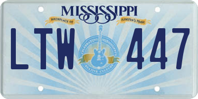 MS license plate LTW447