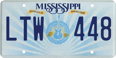 MS license plate LTW448