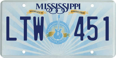 MS license plate LTW451