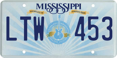 MS license plate LTW453