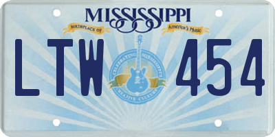 MS license plate LTW454