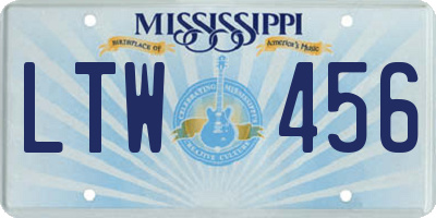MS license plate LTW456
