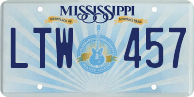 MS license plate LTW457