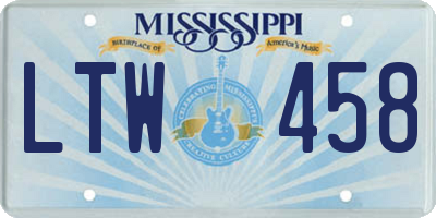 MS license plate LTW458
