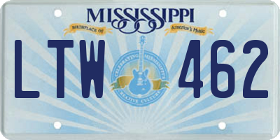 MS license plate LTW462