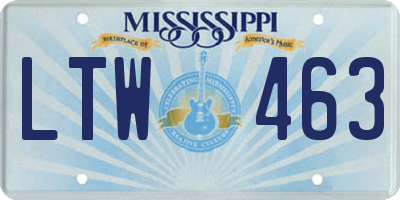 MS license plate LTW463