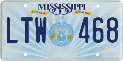 MS license plate LTW468