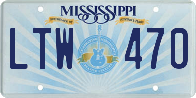 MS license plate LTW470