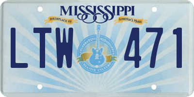 MS license plate LTW471