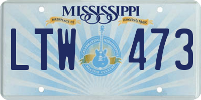 MS license plate LTW473