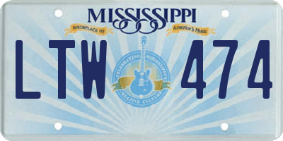MS license plate LTW474
