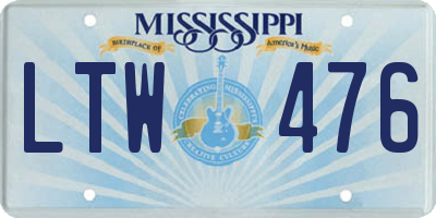 MS license plate LTW476