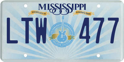 MS license plate LTW477