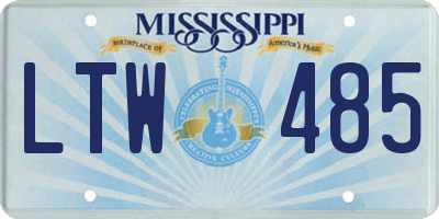 MS license plate LTW485