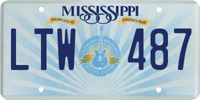 MS license plate LTW487