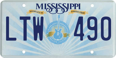MS license plate LTW490