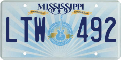 MS license plate LTW492