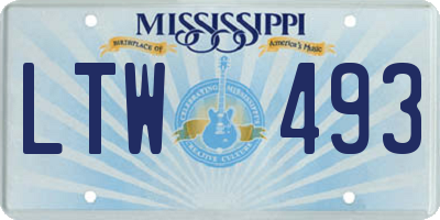 MS license plate LTW493