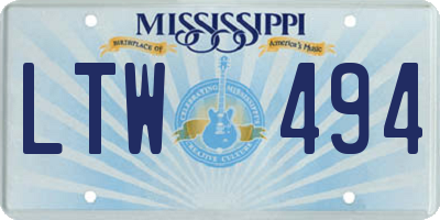 MS license plate LTW494