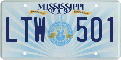MS license plate LTW501