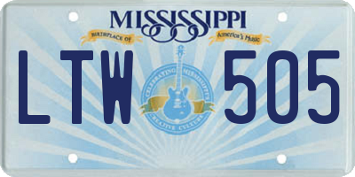 MS license plate LTW505