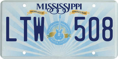 MS license plate LTW508