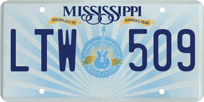 MS license plate LTW509
