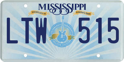 MS license plate LTW515