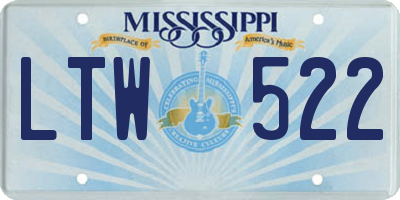 MS license plate LTW522