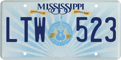 MS license plate LTW523