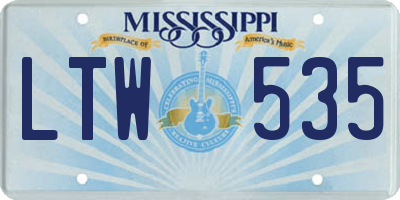 MS license plate LTW535