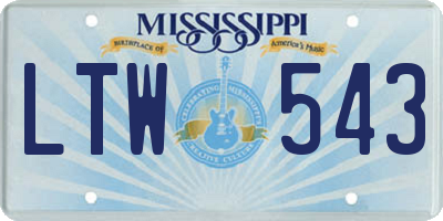 MS license plate LTW543