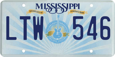 MS license plate LTW546