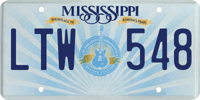 MS license plate LTW548