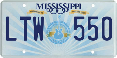MS license plate LTW550
