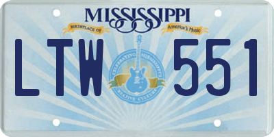 MS license plate LTW551