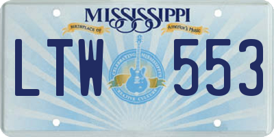 MS license plate LTW553