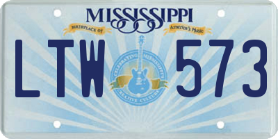 MS license plate LTW573