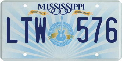 MS license plate LTW576