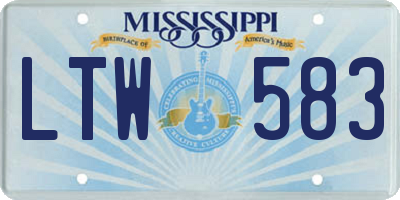 MS license plate LTW583