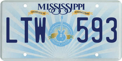 MS license plate LTW593