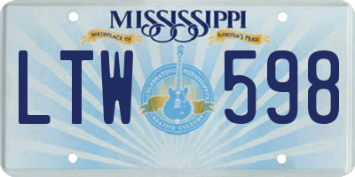 MS license plate LTW598