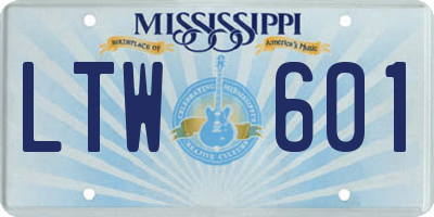 MS license plate LTW601