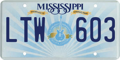 MS license plate LTW603