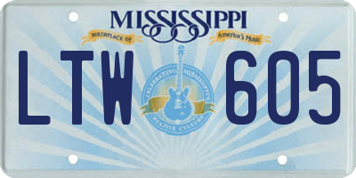 MS license plate LTW605