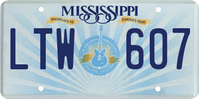 MS license plate LTW607