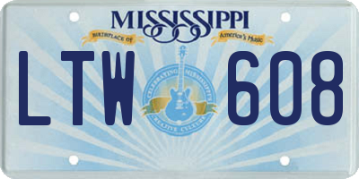 MS license plate LTW608