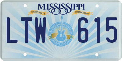 MS license plate LTW615