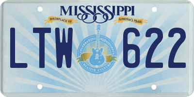 MS license plate LTW622