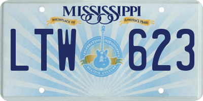 MS license plate LTW623